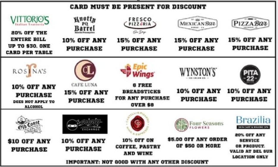 2026 Westview Football Discount Card Partners Blown Up